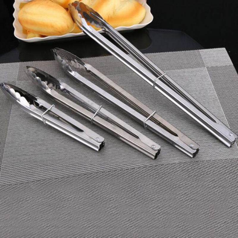 1Pc Stainless Steel BBQ Tongs Meat Food Clip Reusable
