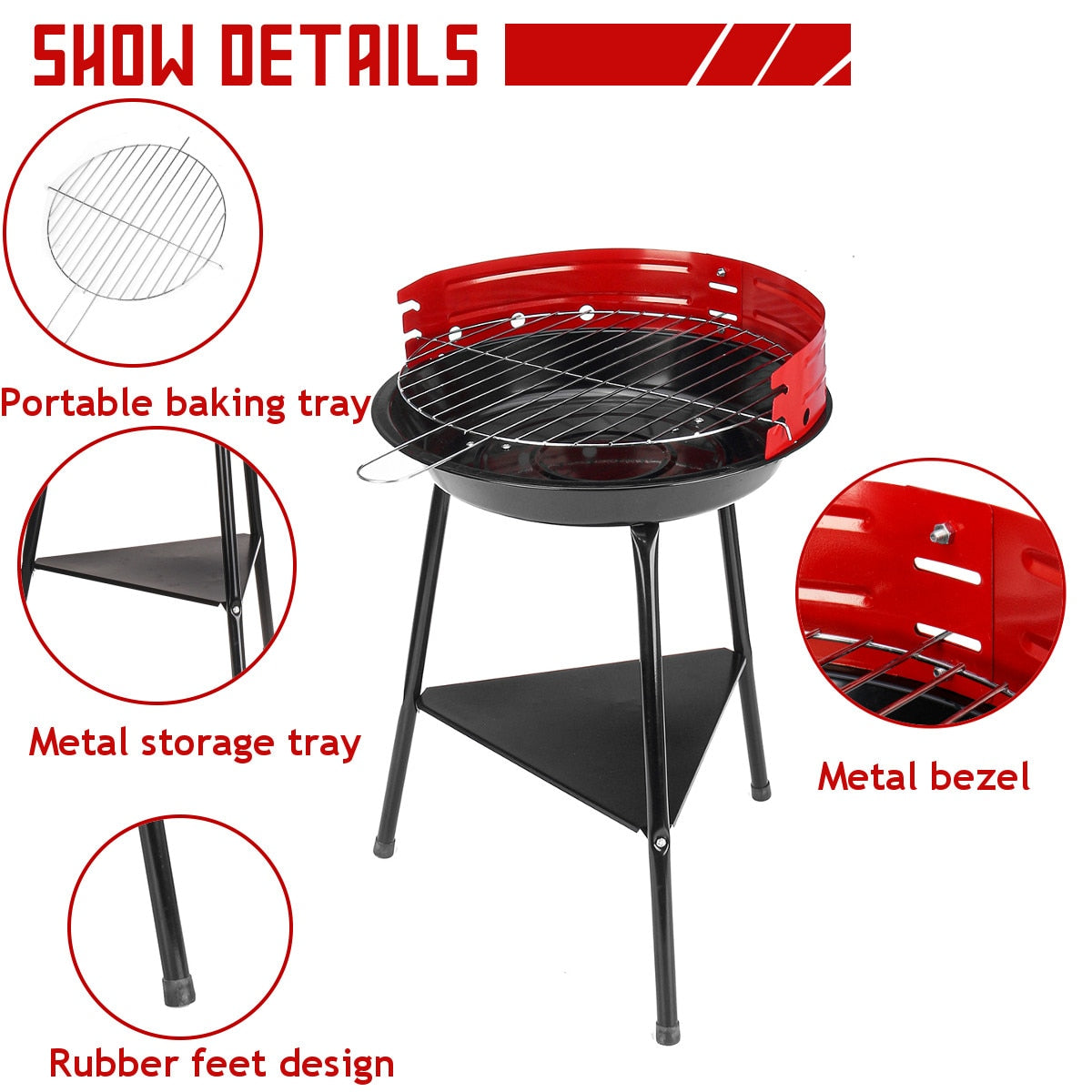 Portable BBQ Grills Patio Barbecue Charcoal Fire Pits